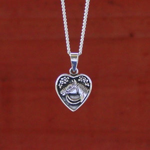 Horse Head in Heart Pendant Sterling Silver, Horse Love Jewelry, Equestrian Pendant,Horse Necklace, Heart Jewelry