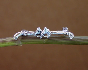 Sterling Silver Double Horse Head Brooch - Equestrian Jewelry Gift