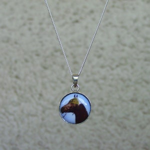 Horse Head Enamel Pendant - Horse Sterling Silver - Equestrian Jewelry - Horse Necklace - Enamel Horse Jewelry - Silver Horse Pendant