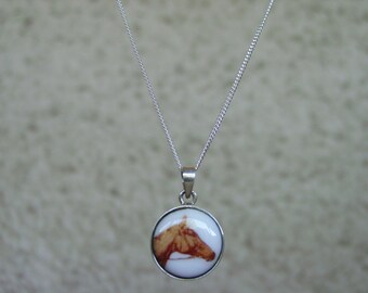 Enamel Horse Head Pendant: Sterling Silver Equestrian Jewelry