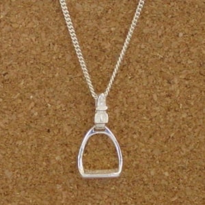 Stirrup Horse Pendant Sterling Silver Equestrian Gift, Stirrup Jewelry, Equestrian Necklace