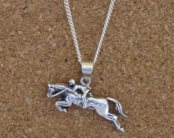 Hunter Jumper Horse Pendant Sterling Silver - Show Horse Necklace - Layering Necklace - Horse Pendant - Equestrian Gift