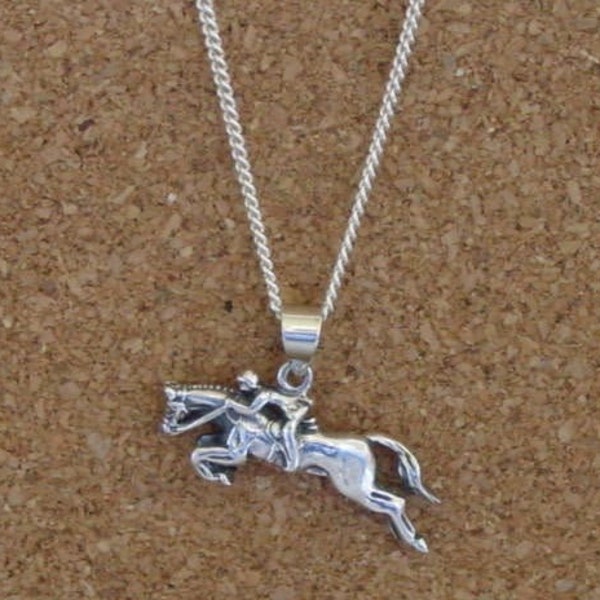 Hunter Jumper Horse Pendant Sterling Silver - Show Horse Necklace - Layering Necklace - Horse Pendant - Equestrian Gift