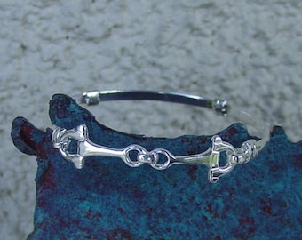 Small Snaffle Bit Child Bangle Sterling Silver Horse Bit - Horse Jewelry - Equestrian Jewelry - Gift for Girl - Horse Bangle