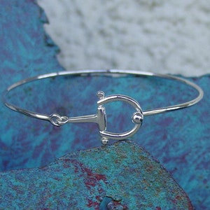 Half Bit Bangle Bracelet Sterling Silver, Equestrian Jewelry, Equestrian Bangle, Bit Jewelry, Horse Lover Gifts