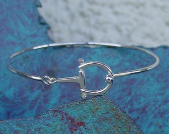 Half Bit Bangle Bracelet Sterling Silver, Equestrian Jewelry, Equestrian Bangle, Bit Jewelry, Horse Lover Gifts