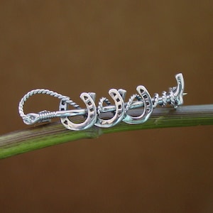 Reiter Drei Hufeisen Krokodil Brosche - Stock Pin - Hufeisen Sterling Silber - Hufeisen Brosche - Reiter Schmuck - Pferd Schmuck