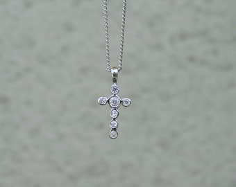 silver cross necklace, CZ necklace, symbolic jewelry, crystal cross necklace, cross jewelry, CZ stone jewelry, diamante necklace,