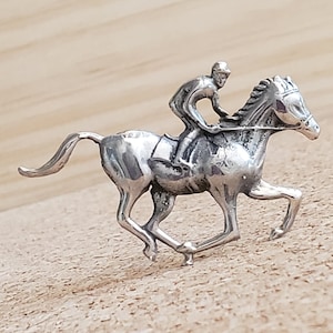 競走馬ジュエリー - 騎手ピン - 競馬スターリングシルバー - 馬術ジュエリー - 競馬ジュエリー - 馬のブローチ - 馬術ブローチ