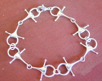 Pulsera de filete ecuestre de plata de ley - Regalo para amantes de los caballos