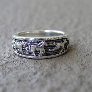 Horse Ring - Equestrian Jewelry - Horse Lover Gift - Sterling Silver Horse Ring - Stacking Ring - Mustang Ring - Equestrian Ring