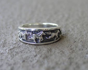 Horse Ring - Equestrian Jewelry - Horse Lover Gift - Sterling Silver Horse Ring - Stacking Ring - Mustang Ring - Equestrian Ring