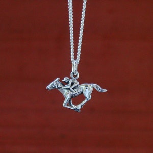 Horse Racing Pendant - Horse Sterling Silver - Horse Racing Pendant - Equestrian Jewelry - Horse Pendant - Horse Racing Jewelry - Horse Gift