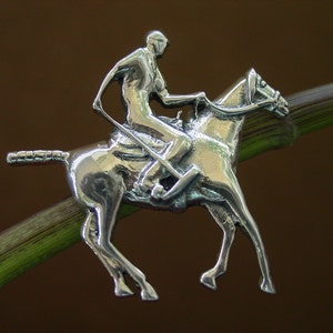 Polo Horse Player Brooch - Polo  Sterling Silver - Equestrian Jewelry - Polo Brooch - Polo Player Gifts - Horse Jewelry - Polo Horse Jewelry