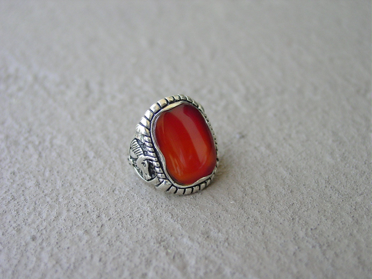 Carnelian Red Gemstone Equestrian Ring - Horse  Sterling Silver - Equestrian Jewelry - Horse Jewelry - Western Horse Jewelry - Horse Lovers