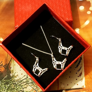 Set of Halter Bridle Pendant and Earrings Sterling Silver Jewelry - Equestrian Jewelry Gift Set - Horse Halter Jewelry Gift Set