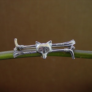 Equestrian Fox Pin - Fox Jewelry - Sterling Silver Pin - Horse Jewelry - Fox Brooch - Riding Crop Brooch - Equestrian Jewelry