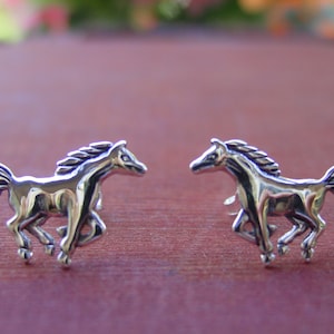 Mustang Horse Running Stud Earrings - Horse Sterling Silver - Equestrian Jewelry - Galloping Horse Earrings - Horse Lover Gift