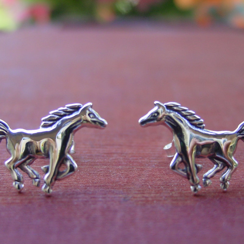 •RUNNING HORSE• recycled silver stud earrings