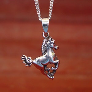 Galloping Horse Pendant, Horse Sterling Silver, Equestrian Jewelry,  Horse Necklace,  Horse Pendant, Horse Back Riding Gifts