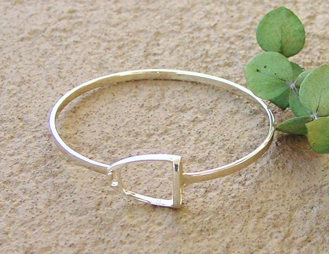 Equestrian Stirrup Bangle Bracelet Sterling Silver, Horse Stirrup