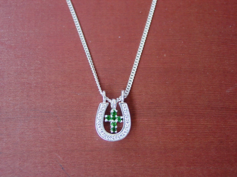 CZ Horseshoe Cross Necklace Sterling Silver Equestrian Gift Etsy
