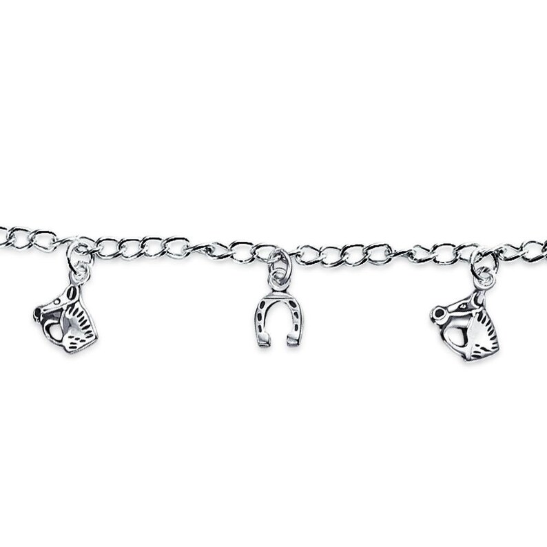 Equestrian Charm Bracelet Horse Sterling Silver Equestrian Etsy