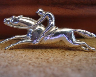 Horse Racing Brooch - Horse Race Jewelry - Jockey Pin