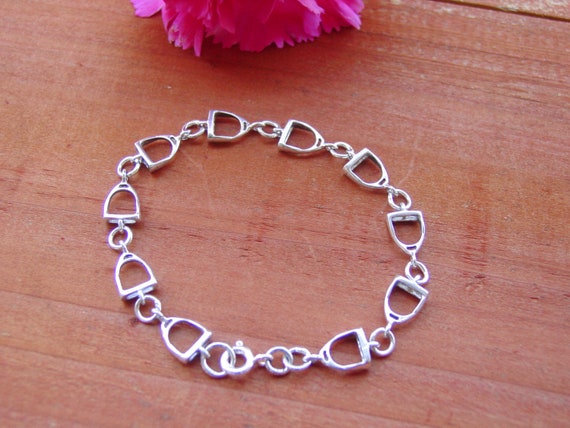 Sterling Silver Stirrup Bracelet: Equestrian Horse Jewelry