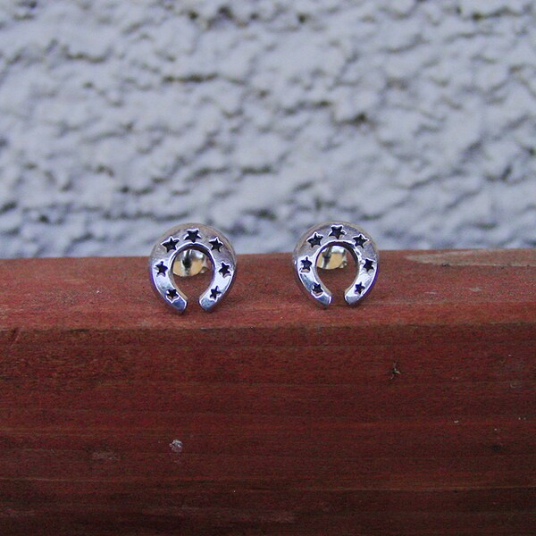 Horse Shoe Stud Earrings Sterling Silver,Horse Earrings Equestrian Earrings