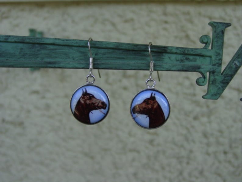 Equestrian Jewelry Horse Head Enamel Earrings Horse Sterling Silver Horse Jewelry Equestrian Earrings Horse Lover Gifts image 5