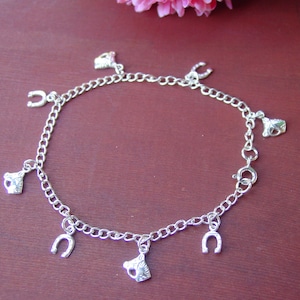 Equestrian Charm Bracelet - Horse Sterling Silver - Equestrian Jewelry - Horse Charm Bracelet - Horse Jewelry - Horse Lover Gift - Cowgirl