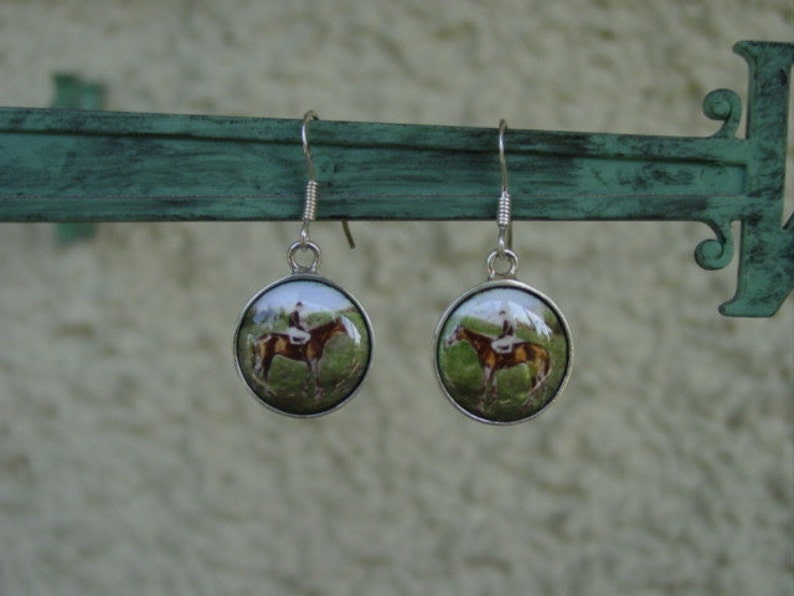 Equestrian Earrings Horse Sterling Silver Horse Earrings Equestrian Jewelry Man O/' War Race Horse Enamel Earrings Horse Gifts