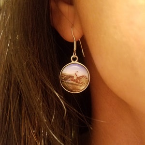 Equestrian Earrings - Galloping Horse Earrings - Enamel Earrings - Horse Sterling Silver - Horse Jewelry  - Equestrian Jewelry - Horse Gifts