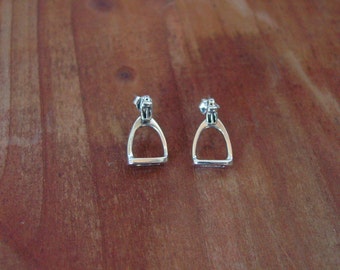 Stirrup Horse Stud Earrings, Horse Sterling Silver, Equestrian Jewelry, Stirrup Jewelry, Horse Lover Gift