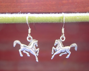 Sterling Silver Horse Earrings - Equestrian Jewelry - Horse Lover Gift -  Galloping Earrings - Prancing Horse Jewelry - Dangle Earrings