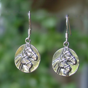 Double Horse Head Earrings Sterling Silver, Horse Love Jewelry, Equestrian Earrings