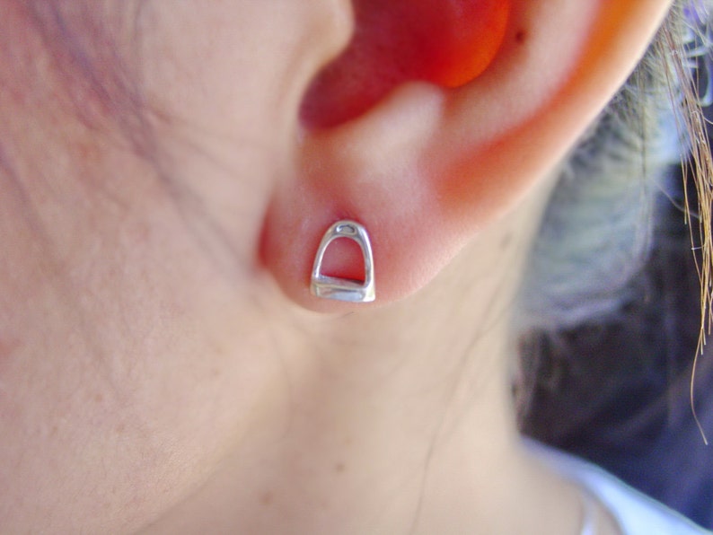 Tiny Stirrup Horse Stud Earrings Stirrup Sterling Silver Etsy