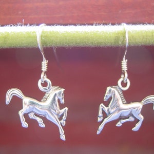 Sterling Silver Horse Earrings - Equestrian Jewelry - Horse Lover Gift -  Galloping Earrings - Prancing Horse Jewelry - Dangle Earrings