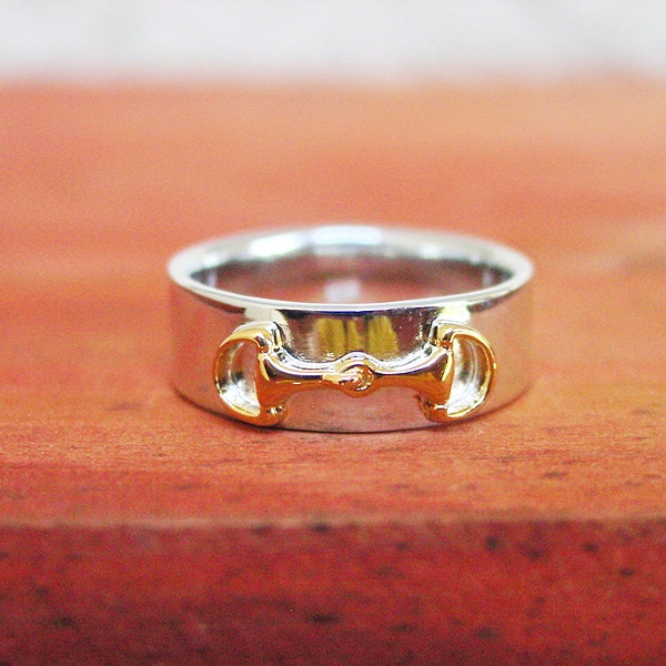 18K Gold  Snaffle Bit Horse Ring, Snaffle Bit Ring, Horse Sterling Silver, Equestrian Ring, Equestrian Jewelry, Gold Band Ring
