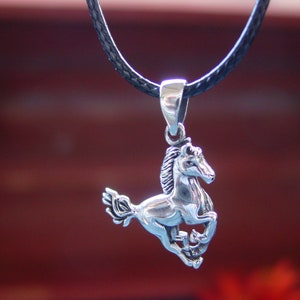 3D Galloping Horse Necklace - 925 Sterling Silver