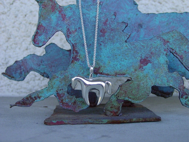 Picasso horse pendant sterling silver equestrian  jewelry