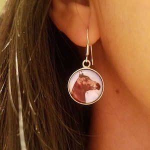 Equestrian Jewelry - Horse Head Enamel Earrings - Horse Sterling Silver - Horse Jewelry -  Equestrian Earrings - Horse Lover Gifts