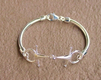 Brazalete de filete de plata de ley: Pulsera ecuestre