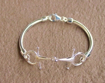 Snaffle Bit Horse Bangle Bracelets - Horse Sterling Silver - Equestrian Jewelry - Horse Jewelry - Equestrian Bangle - Horse Bracelet