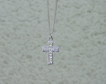 Cross Pendant Sterling Silver with 18" Chain, Cross Jewelry,  Religion Necklace, Religious Pendant