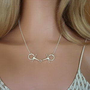 Snaffle Bit Necklace Sterling Silver with Adjustable Black Cord,Equestrian Necklace,Snaffle Bit Jewelry