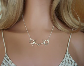 Sterling Silver Snaffle Bit Necklace: Equestrian Jewelry, Adjustable Cord