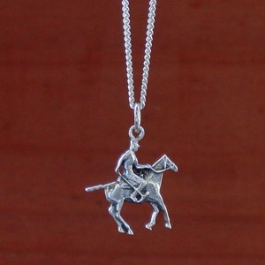 Polo Player Horse Pendant Sterling Silver  - Equestrian Jewelry - Horse Necklace - Polo Horse Jewelry - Horse Jewelry