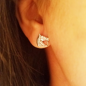 Horse Head Stud Earrings Sterling Silver Jewelry - Horse Jewelry - Horse Girl Gifts - Horse Lover Equestrian Jewelry